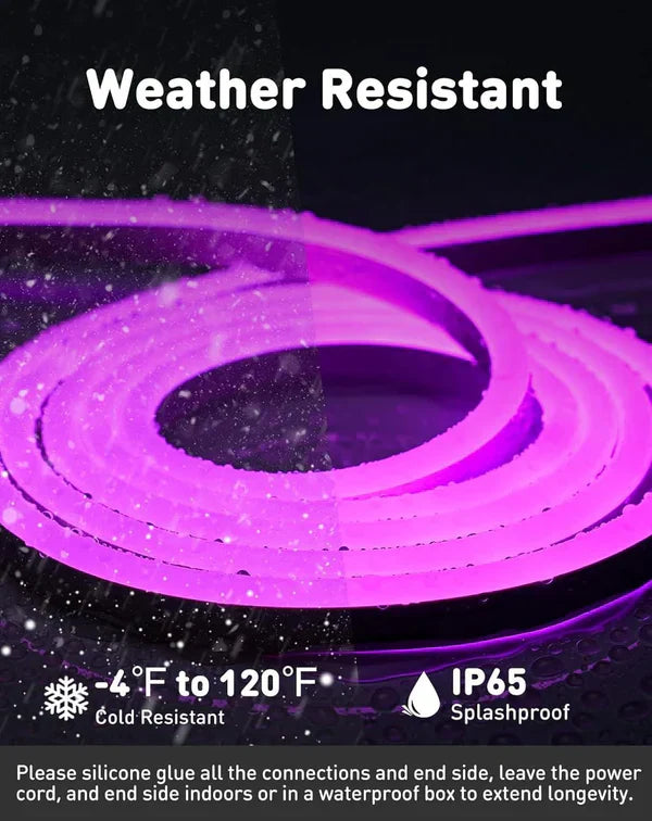 110V-120V Purple Neon LED Rope Light - 8mmX16mm,Commercial Grade, IP65, 6 Watts/M -Cuttable, dimmable, could be hardwired ETL Listed- Plug and Play - Lumens Depot