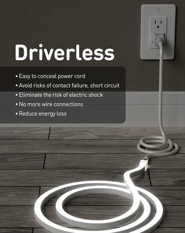 120V 3D bendable neon flex LED strip, dimmable, capable of top and side bends,  6000K cool white - Luceray