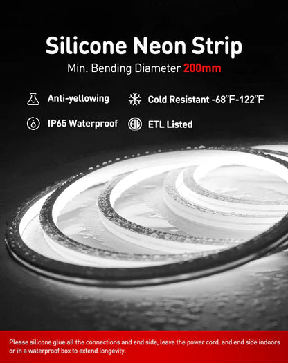 120V 3D Bend Flexible Neon Flex LED Strip, Top & Side Bend, 6000K Cool White - Lumens Depot