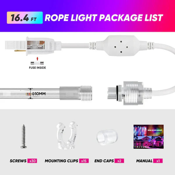 120V RGB Twinkle LED Rope Light with Remote Control and Dynamic Color Modes - Lumens Depot