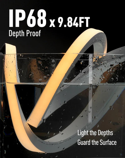 24V IP68 Led Strip Light - Underwater Submersible, Warm White Neon, Up to 9.84ft Depth
