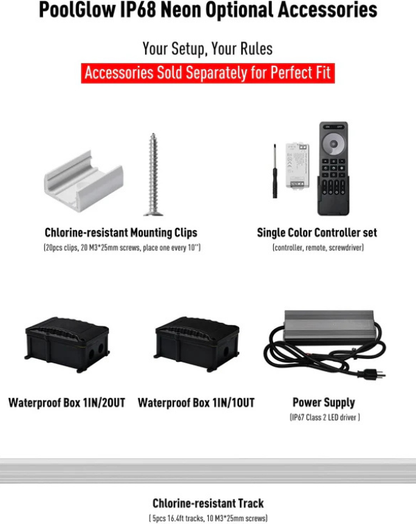 24V IP68 Led Strip Light - Underwater Submersible, Warm White Neon, Up to 9.84ft Depth