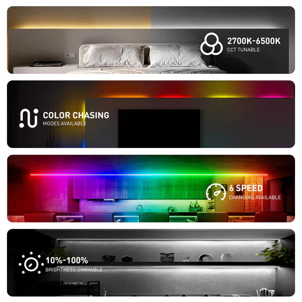 24V 16FT RGBWW LED Strip Light with IC Function and Remote Control – Multi-Color LED Tape - Lumens Depot