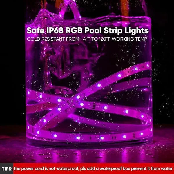 24V IP68 LED Strip Light – Smart RGB Submersible Pool Light Strips, 4mm x 12mm, 1-10V Dimmable, Remote & Bluetooth App Control, ETL Listed, 2W/M - Lumens Depot