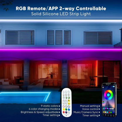 24V IP68 LED Strip Light – Smart RGB Submersible Pool Light Strips, 4mm x 12mm, 1-10V Dimmable, Remote & Bluetooth App Control, ETL Listed, 2W/M - Lumens Depot