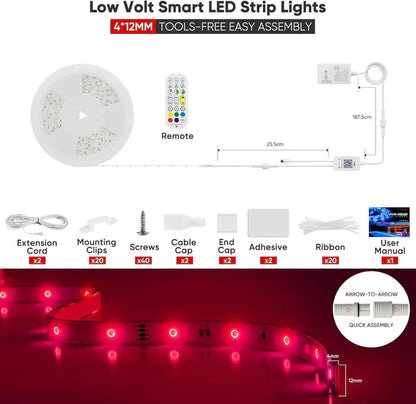 24V IP68 LED Strip Light – Smart RGB Submersible Pool Light Strips, 4mm x 12mm, 1-10V Dimmable, Remote & Bluetooth App Control, ETL Listed, 2W/M - Lumens Depot