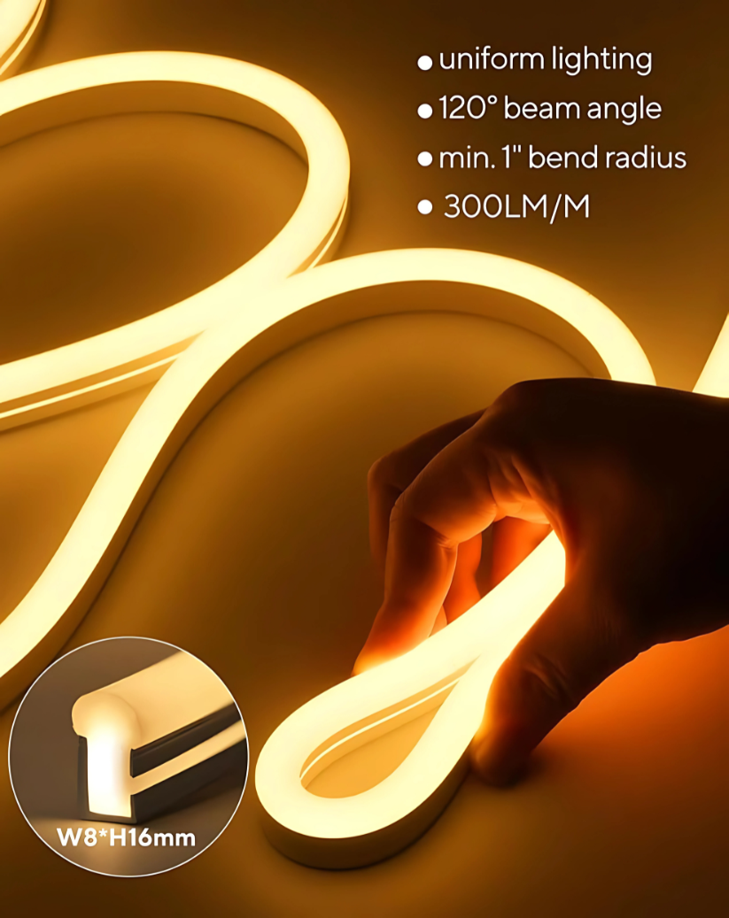 120V, 2800K, IP67 Waterproof Flexible Warm Outdoor Neon Rope Light Cold Resistant (-40℉) - Lumens Depot