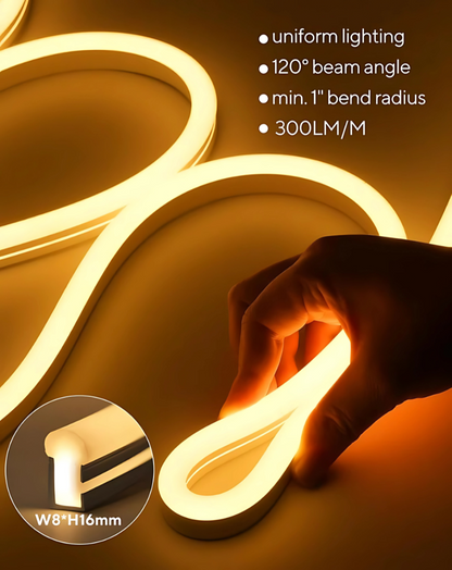 120V, 2800K, IP67 Waterproof Flexible Warm Outdoor Neon Rope Light Cold Resistant (-40℉) - Lumens Depot