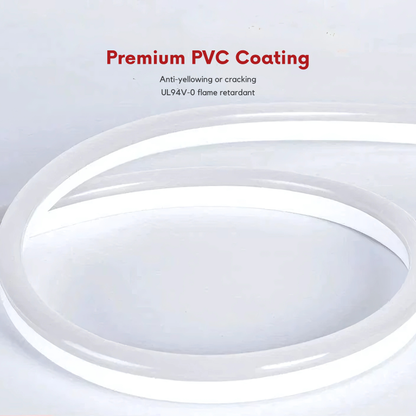 110-130V Warm White LED Neon Rope Light -3000K- 7mm x 14.5mm-7W/Meter and 220LM/W -Dimmable, Flexible, IP65 Waterproof, Cuttable for Home & Commercial Use - Lumens Depot