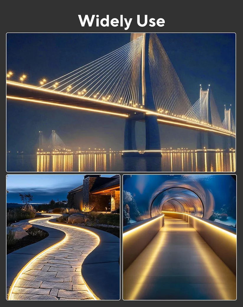 120V, 2800K, IP67 Waterproof Flexible Warm Outdoor Neon Rope Light Cold Resistant (-40℉) - Lumens Depot