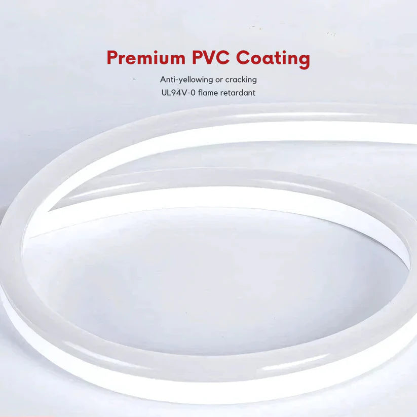 High-Voltage 110–130V Warm White LED Neon Rope Light, 3000K, Slim 7mm × 14.5mm Design, Dimmable, IP65 Waterproof - Luceray