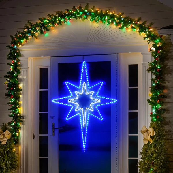 Large Star of Bethlehem Blue White Color Plug In Motif Christmas Light - Lumens Depot