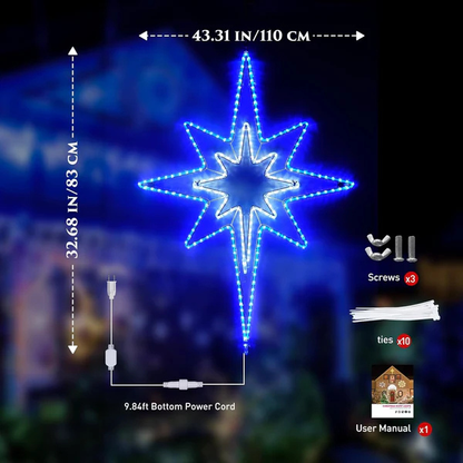 Large Star of Bethlehem Blue White Color Plug In Motif Christmas Light - Lumens Depot