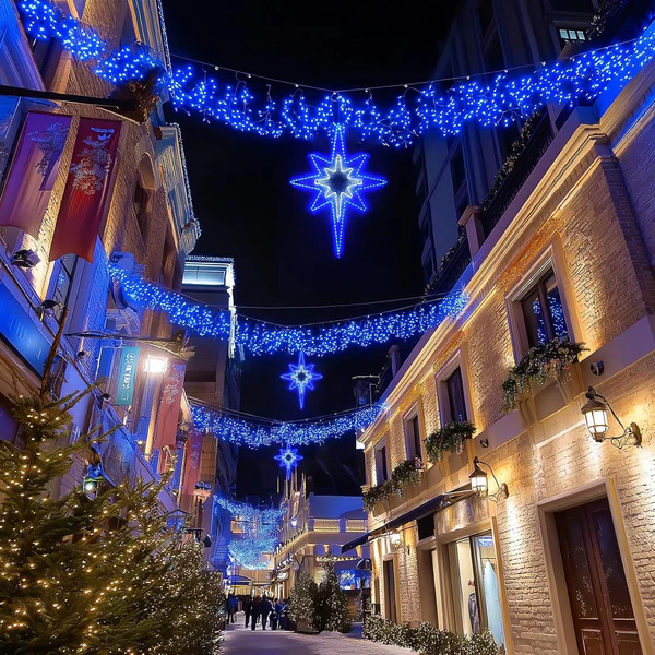 Large Star of Bethlehem Blue White Color Plug In Motif Christmas Light - Lumens Depot