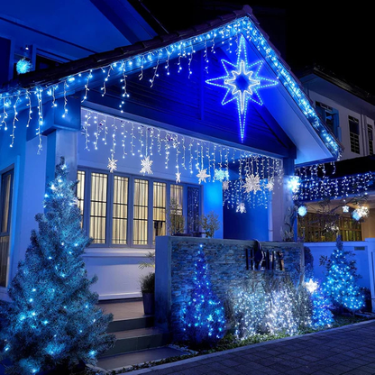 Large Star of Bethlehem Blue White Color Plug In Motif Christmas Light - Lumens Depot