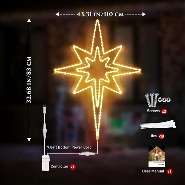 Large Star of Bethlehem Warm White Plug In Motif Christmas Light - Lumens Depot