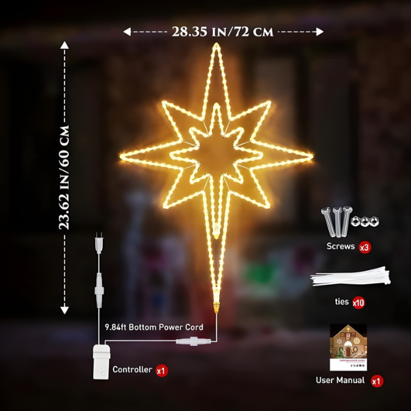 Large Star of Bethlehem Warm White Plug In Motif Christmas Light - Lumens Depot