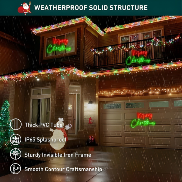 Motif Sign Red and Green Merry Christmas Sign Plug in Motif Christmas Light - Lumens Depot