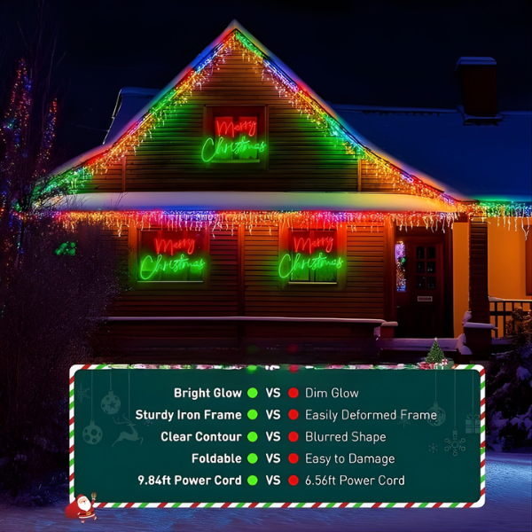 Motif Sign Red and Green Merry Christmas Sign Plug in Motif Christmas Light - Lumens Depot