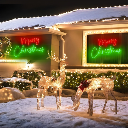 Motif Sign Red and Green Merry Christmas Sign Plug in Motif Christmas Light - Lumens Depot