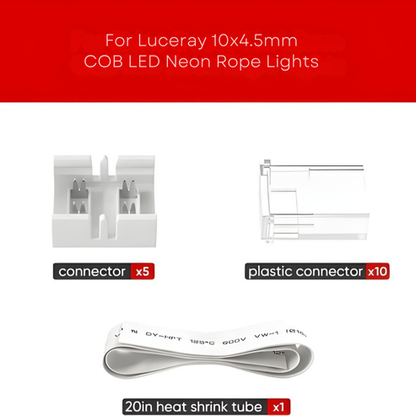 120V COB Neon Rope Light Connector Kit – Fits 10x4.5mm LED Neon Light