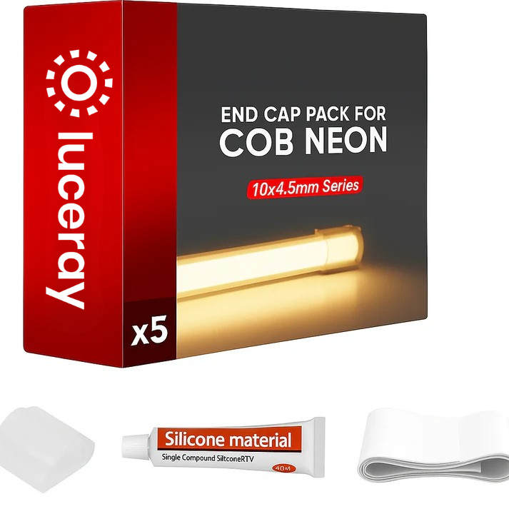 End Cap Pack for 120V COB LED Neon Rope Light – Fits 10x4.5mm Flexible Neon Light