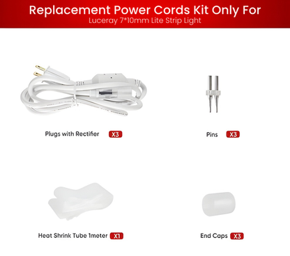 Extra Power Cord Pack for 110V Lite Strip LED Lights – 7x10mm