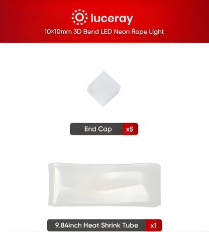 Waterproof End Cap Kit for 3D Bend LED Neon Rope Lights – 10x10mm Compatible