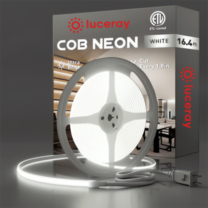 110-120V Cool White COB Peel and Stick Tape Light (10mmx4.5mm),IP65, Cuttable, dimmable, flicker-free - Plug and Play and Could Be hardwired