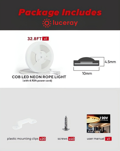 110-120V Cool White COB Peel and Stick Tape Light (10mmx4.5mm),IP65, Cuttable, dimmable, flicker-free - Plug and Play and Could Be hardwired