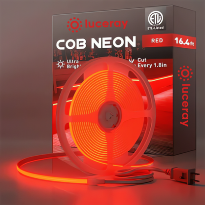 110V High-Intensity COB LED Neon Rope Light Red, 800 Lumens/M