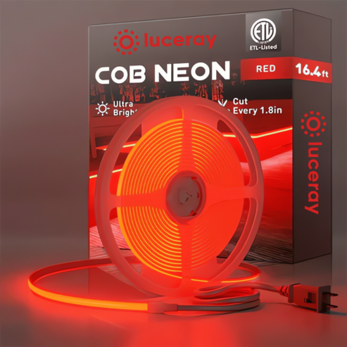 110V High-Intensity COB LED Neon Rope Light Red, 800 Lumens/M