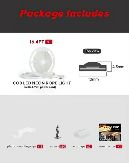 110-120V Blue COB Peel and Stick Tape Light (10mmx4.5mm),800Lm/W, IP65, Cuttable, dimmable, flicker-free - Plug and Play and hardwired