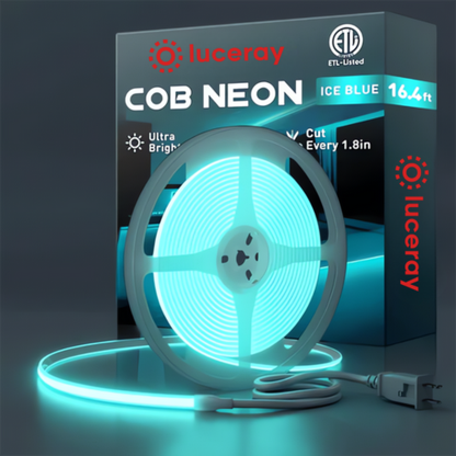 120V Ultra Bright COB LED Neon Rope Light, Ice Blue, 800 Lumens/M