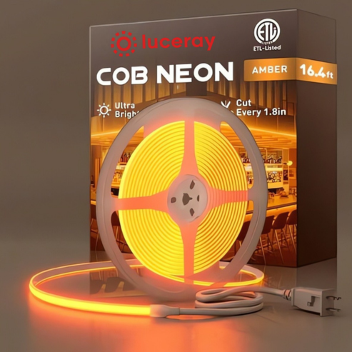 120V Ultra-Bright Amber COB LED Neon Rope Light – 800 Lumens/M