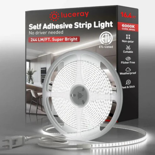 110V COB LED Strip Light - Adhesive Backing, 6000K Cool White, 244 Lumens/Ft, IP65