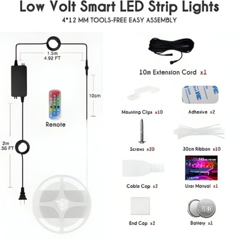 24V IP68 LED Strip Light - Waterproof RGBIC With APP Control & Music Sync