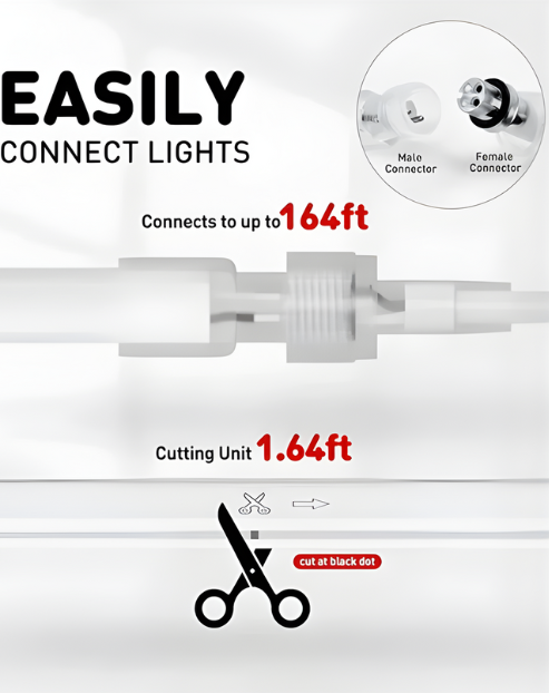 110V-120V Purple Neon LED Rope Light - 8mmX16mm, 6 Watts/M, Commercial Grade, IP65, Cuttable and Dimmable, Plug-and-Play or Hardwire