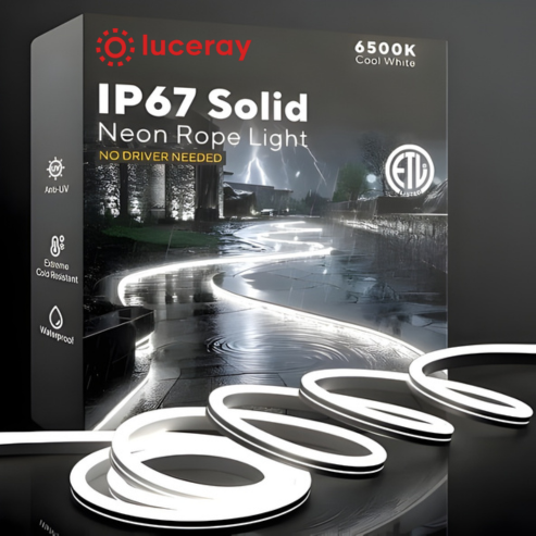 120V Flexible Outdoor Neon Rope Light – 6500K Cool White, IP67, Cold-Resistant