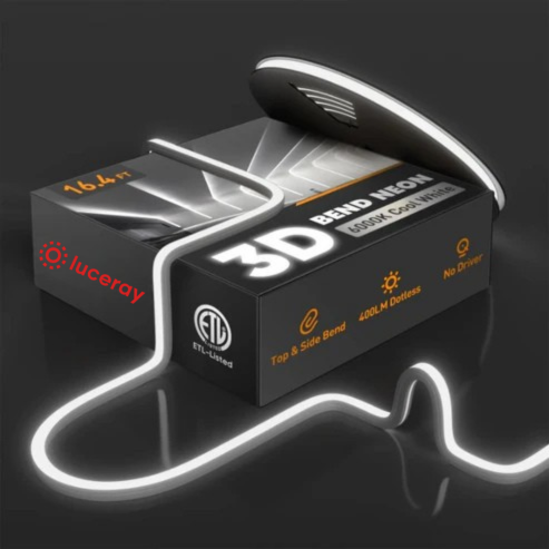 120V 3D Bend Flexible Neon Flex LED Strip, Top & Side Bend, 6000K Cool White