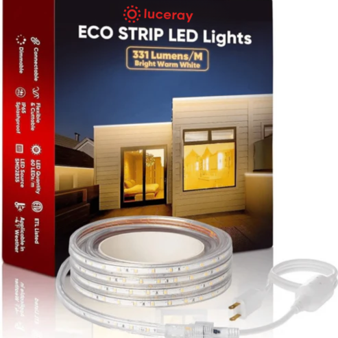 110V Eco LED Strip Light, 2800K Warm White, 331 Lumens/M, IP65
