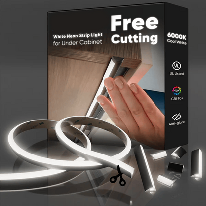24V Anti-Glare Bright Cozy Under Cabinet LED Strip Free Cut 6000K Cool White - Black Shell - Lumens Depot