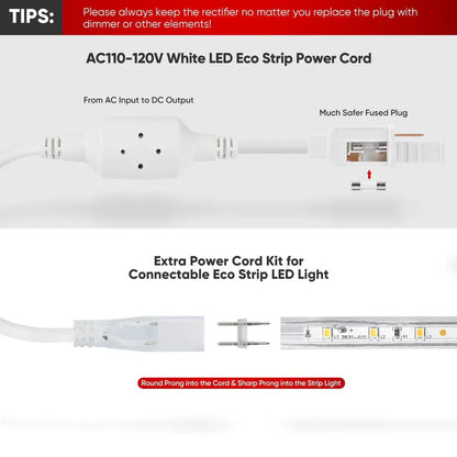 Extra Power Cord Pack for 110V ECO LED Strip Lights – 11.5x7.5mm
