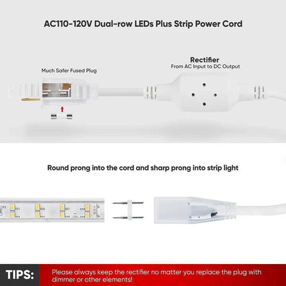 Extra Power Cord Pack for 110V Double Row Plus LED Strip – 7x17mm