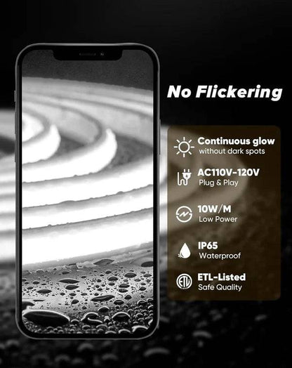 110-120V Cool White COB Peel and Stick Tape Light (10mmx4.5mm),IP65, Cuttable, dimmable, flicker-free - Plug and Play and Could Be hardwired - Lumens Depot