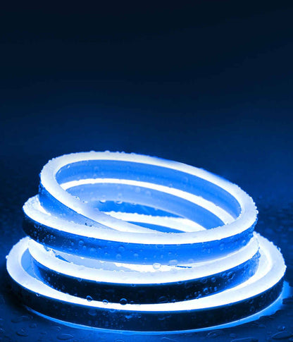 110V-120V Blue Neon LED Rope Light - 8mmX16mm,Commercial Grade, IP65, 6 Watts/M -Cuttable, dimmable, could be hardwired ETL Listed- Plug and Play - Lumens Depot