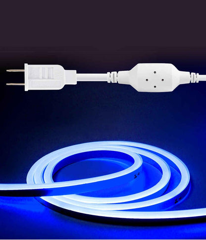 110V-120V Blue Neon LED Rope Light - 8mmX16mm,Commercial Grade, IP65, 6 Watts/M -Cuttable, dimmable, could be hardwired ETL Listed- Plug and Play - Lumens Depot