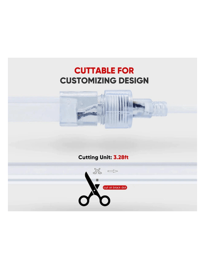 110V-120V RGBW 14 Color Changing LED Rope lights with controller - 10mmX20mm,Commercial Grade, IP65, 8.3Watts/M -Cuttable- Plug and Play and Hardwired - Lumens Depot