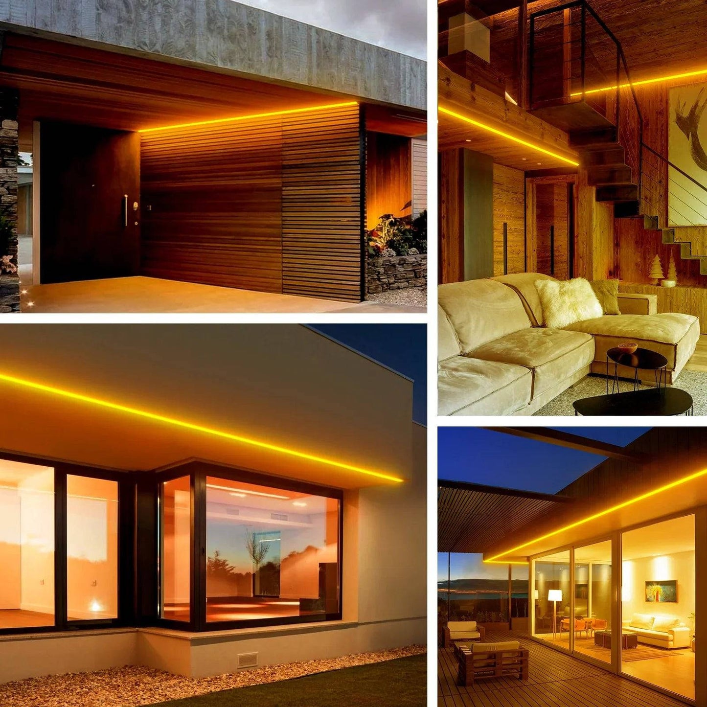 110V-120V Yellow-Amber Neon LED Rope Light - 7mmX14.5mm,Commercial Grade, IP65, 220Lm/M -Cuttable, Dimmable, ETL Listed- Plug and Play and Hardwired - Lumens Depot