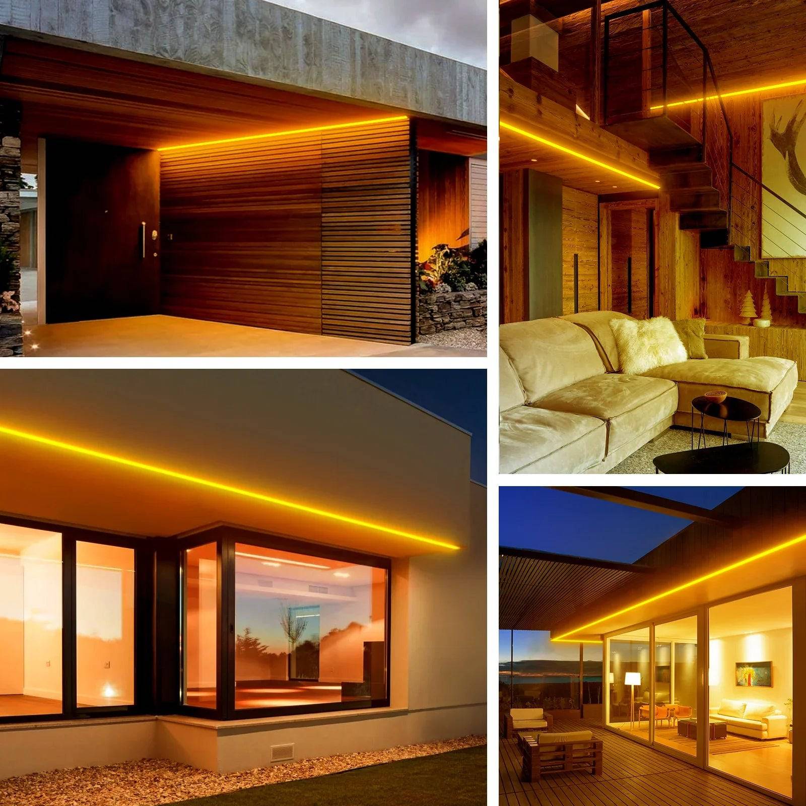 110V-120V Yellow-Amber Neon LED Rope Light - 7mmX14.5mm,Commercial Grade, IP65, 220Lm/M -Cuttable, Dimmable, ETL Listed- Plug and Play and Hardwired - Lumens Depot